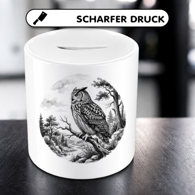 Spardose mit dem Motiv Eule in der Wildnis - Ansicht 5