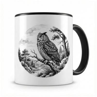 Tasse mit dem Motiv Eule in der Wildnis