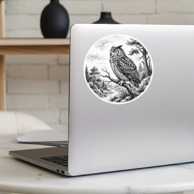 Eule in der Wildnis Aufkleber Bunt - Ansicht 5