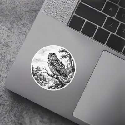 Eule in der Wildnis Aufkleber Bunt - Ansicht 7