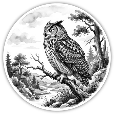 Wandtattoo  Eule in der Wildnis 