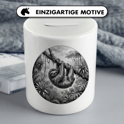 Spardose mit dem Motiv Faultier in der Wildnis - Ansicht 3