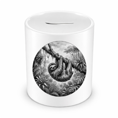 Spardose mit dem Motiv Faultier in der Wildnis