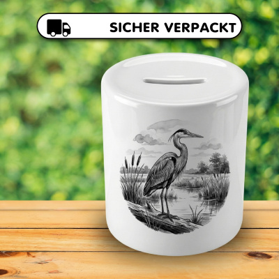 Spardose mit dem Motiv Fischreiher in der Wildnis - Ansicht 4
