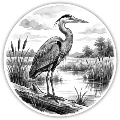 Fischreiher in der Wildnis Aufkleber Bunt