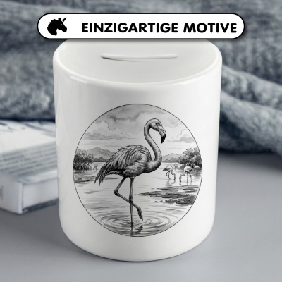 Spardose mit dem Motiv Flamingo in der Wildnis - Ansicht 3
