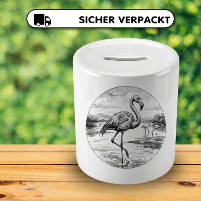 Spardose mit dem Motiv Flamingo in der Wildnis - Ansicht 4