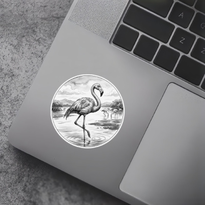 Flamingo in der Wildnis Aufkleber Bunt - Ansicht 7