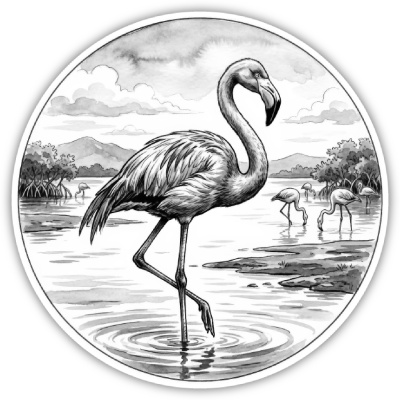 Wandtattoo  Flamingo in der Wildnis 