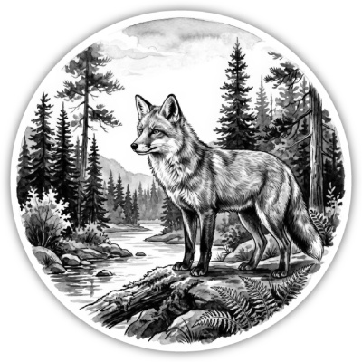 Wandtattoo  Fuchs in der Wildnis 