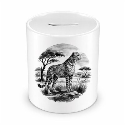 Spardose mit dem Motiv Gepard in der Wildnis