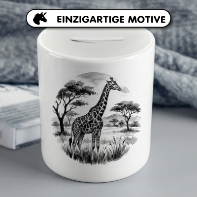 Spardose mit dem Motiv Giraffe in der Wildnis - Ansicht 3