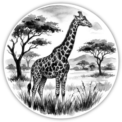 Giraffe in der Wildnis Aufkleber Bunt