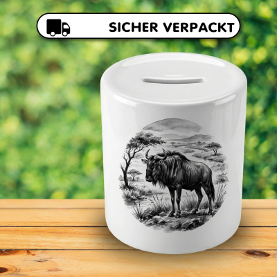 Spardose mit dem Motiv Gnu in der Wildnis - Ansicht 4