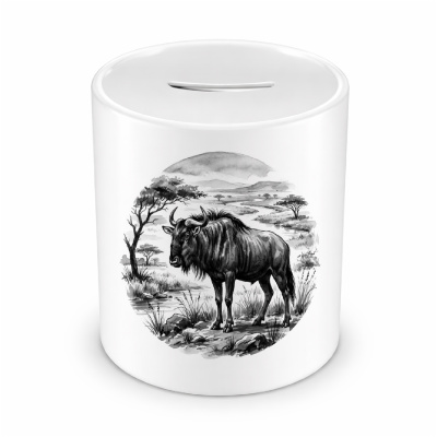 Spardose mit dem Motiv Gnu in der Wildnis