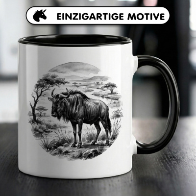 Tasse mit dem Motiv Gnu in der Wildnis - Ansicht 3