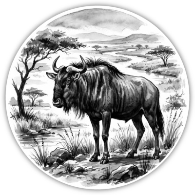 Wandtattoo  Gnu in der Wildnis 