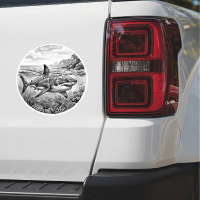 Hai in der Wildnis Aufkleber Bunt - Ansicht 2