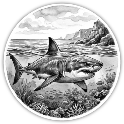 Hai in der Wildnis Aufkleber Bunt