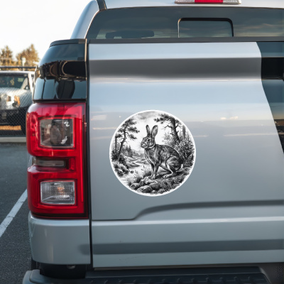 Hase in der Wildnis Aufkleber Bunt - Ansicht 2