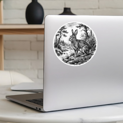 Hase in der Wildnis Aufkleber Bunt - Ansicht 5