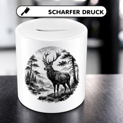 Spardose mit dem Motiv Hirsch in der Wildnis - Ansicht 5