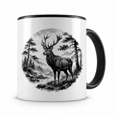 Tasse mit dem Motiv Hirsch in der Wildnis