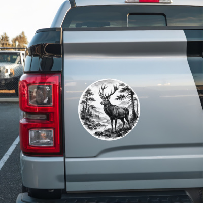 Hirsch in der Wildnis Aufkleber Bunt - Ansicht 2