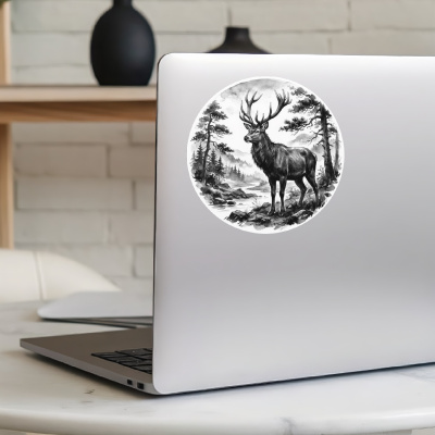 Hirsch in der Wildnis Aufkleber Bunt - Ansicht 5