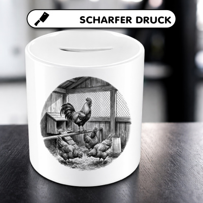 Spardose mit dem Motiv Hahn und H�hner im Stall - Ansicht 5