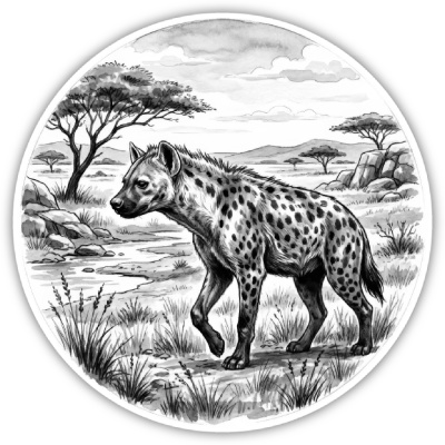 Hy�ne in der Wildnis Aufkleber Bunt