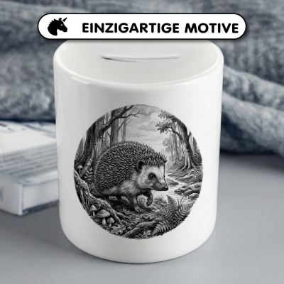 Spardose mit dem Motiv Igel in der Wildnis - Ansicht 3