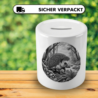 Spardose mit dem Motiv Igel in der Wildnis - Ansicht 4