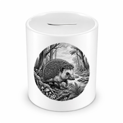 Spardose mit dem Motiv Igel in der Wildnis