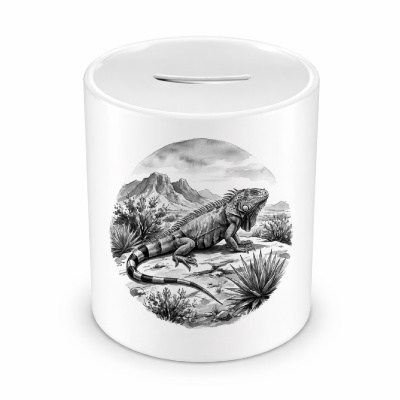 Spardose mit dem Motiv Leguan in der Wildnis