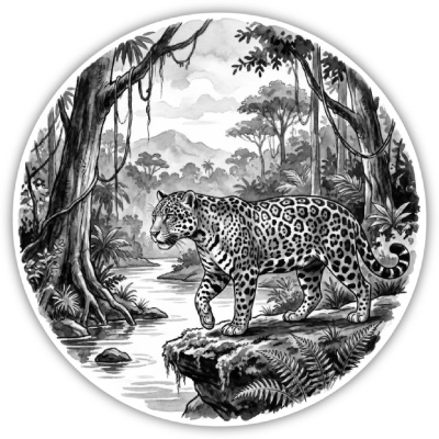 Jaguar in der Wildnis Aufkleber Bunt
