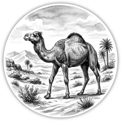 Kamel in der Wildnis Aufkleber Bunt