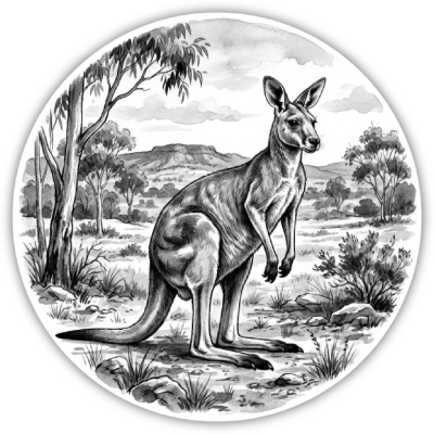 K�nguru in der Wildnis Aufkleber Bunt