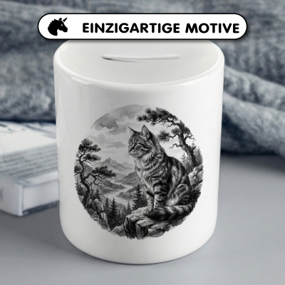Spardose mit dem Motiv Katze in der Wildnis - Ansicht 3