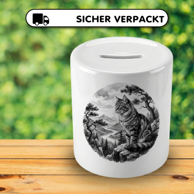 Spardose mit dem Motiv Katze in der Wildnis - Ansicht 4
