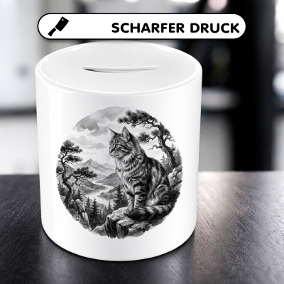 Spardose mit dem Motiv Katze in der Wildnis - Ansicht 5