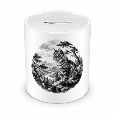 Spardose mit dem Motiv Katze in der Wildnis - Ansicht 1