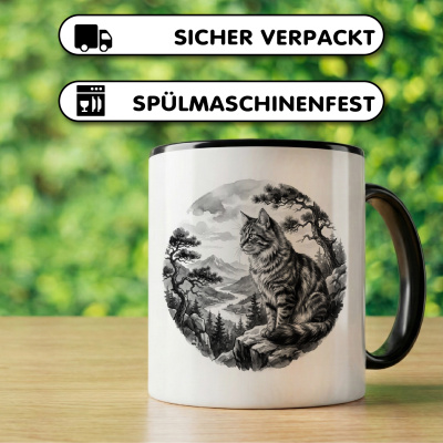 Tasse mit dem Motiv Katze in der Wildnis - Ansicht 4
