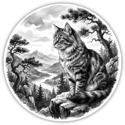 Katze in der Wildnis Aufkleber Bunt