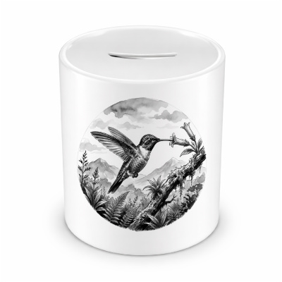 Spardose mit dem Motiv Kolibri in der Wildnis