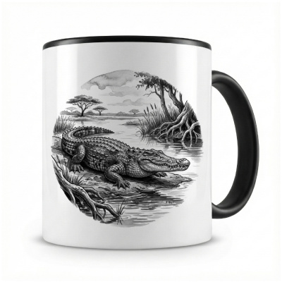 Tasse mit dem Motiv Krokodil in der Wildnis