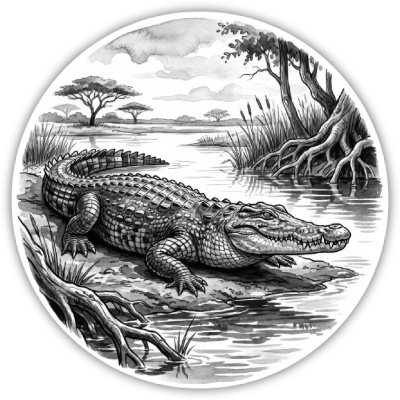 Krokodil in der Wildnis Aufkleber Bunt