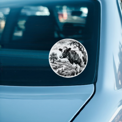 Kuh auf Weide Aufkleber Bunt - Ansicht 3