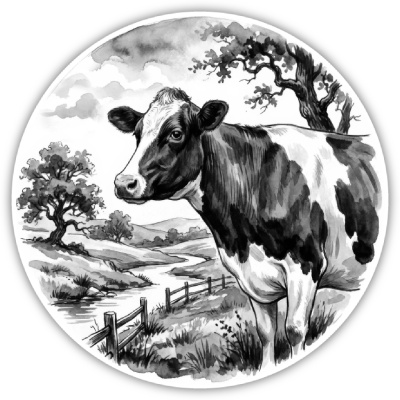 Kuh auf Weide Aufkleber Bunt