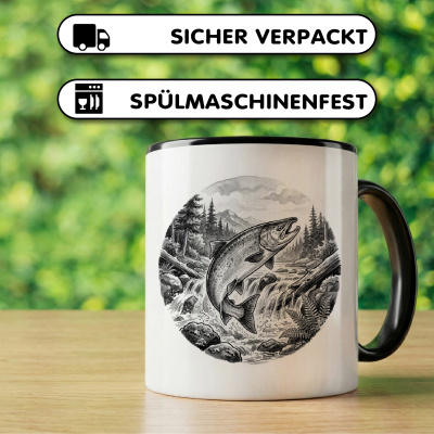Tasse mit dem Motiv Lachs in der Wildnis - Ansicht 4